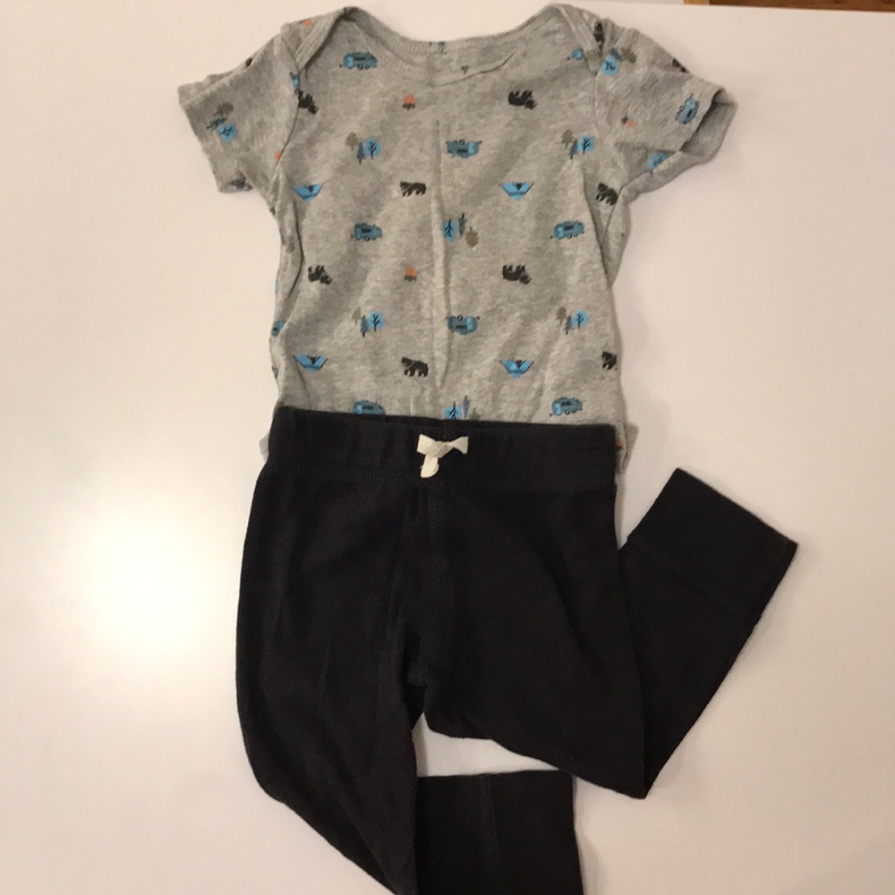 Toddler boy camping onesie and matching pant